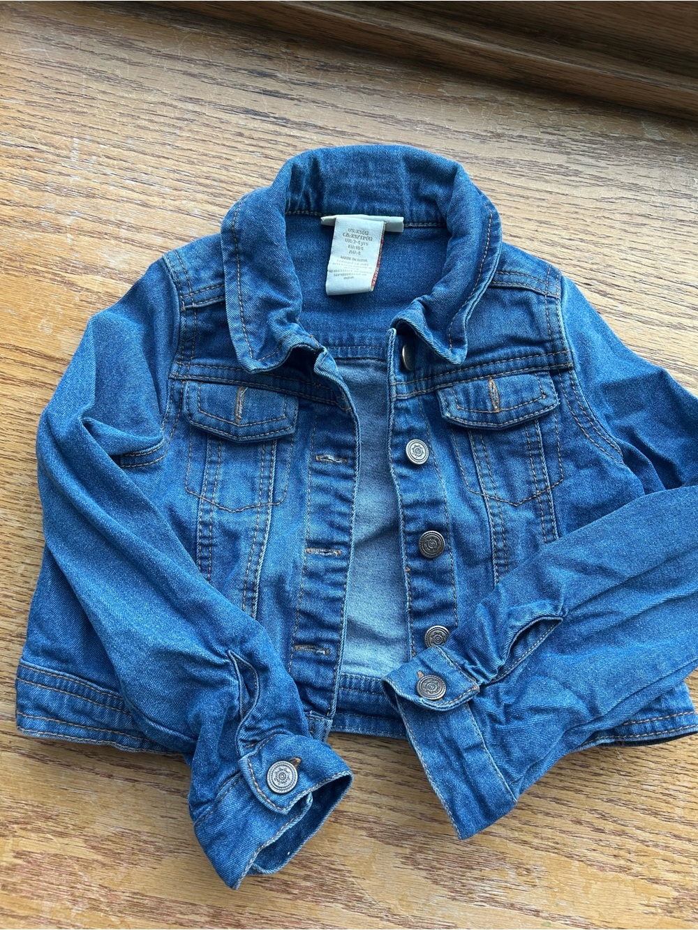 Kids Blue Denim Jacket Cropped Jean Button Down Timeless Sz XS